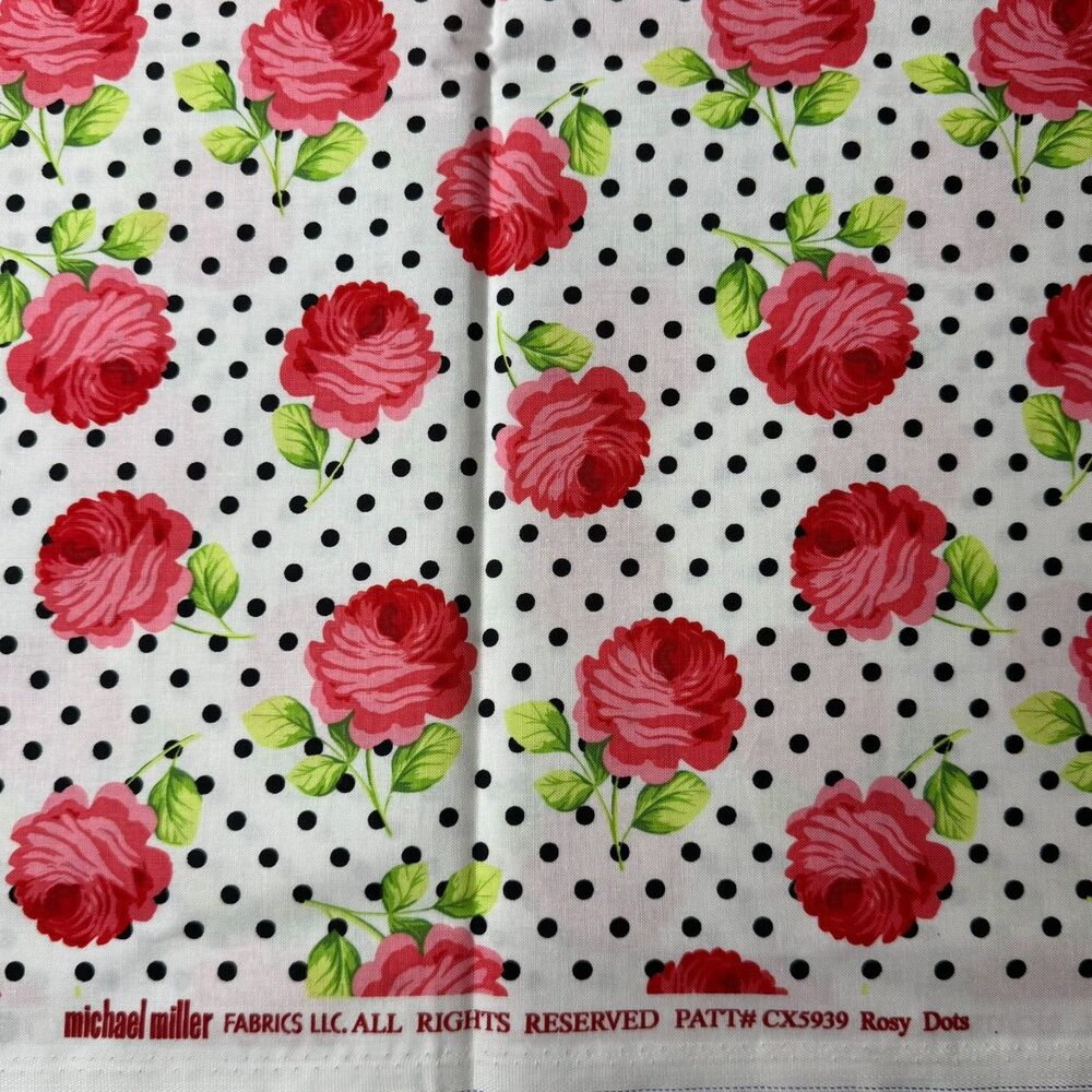 Michael Miller Fabrics  Rosy Dots Roses Flowers Polka Dots 2 YDs #CX5939 1249